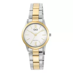   Q&Q női karóra, quartz, bicolor színű tok, bicolor színű fémcsat, ezüst színű számlap  C11A-032PY