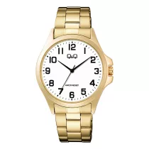   Q&Q férfi karóra, quartz, arany színű tok, arany színű fém csat, fehér számlap  C36A-016PY
