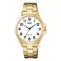   Q&Q férfi karóra, quartz, arany színű tok, arany színű fém csat, fehér számlap  C36A-016PY