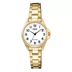   Q&Q női karóra, quartz, arany színű tok, arany színű fémcsat, fehér számlap  C37A-016PY