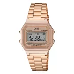   Q&Q digitális karóra, rózsaarany színű tok, rózsaarany színű fémcsat, LCD kijelzés,  G17A-004JY