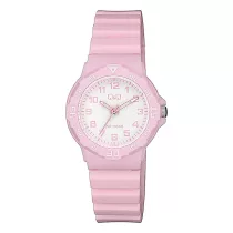   Q&Q gyerek karóra, quartz, rózsaszín színű műanyag tok, rózsaszín színű műanyag szíj, fehér számlap  V07A-007VY