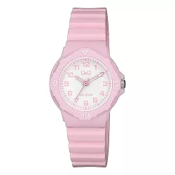   Q&Q gyerek karóra, quartz, rózsaszín színű műanyag tok, rózsaszín színű műanyag szíj, fehér számlap  V07A-007VY