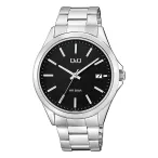   Q&Q férfi karóra, quartz, ezüst színű tok, ezüst színű fémcsat, fekete számlap  A484J202Y