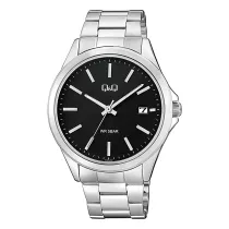   Q&Q férfi karóra, quartz, ezüst színű tok, ezüst színű fémcsat, fekete számlap  A484J202Y