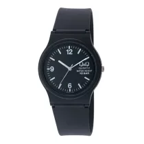   Q&Q unisex műanag karóra, quartz, fekete színű műanyag tok, fekete színű műanyag szíj, fekete színű számlap, 100m vízállóság, VP46J011Y