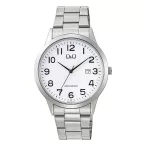   Q&Q férfi karóra, quartz, ezüst színű fémtok, ezüst színű nemesacél csat, fehér számlap A44A-001PY