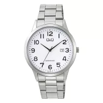   Q&Q férfi karóra, quartz, ezüst színű fémtok, ezüst színű nemesacél csat, fehér számlap A44A-001PY