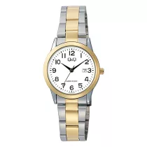   Q&Q női karóra, quartz, bicolor színű fémtok, bicolor színű fémcsat, fehér számlap A45A-003PY