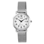   Q&Q női karóra, quartz, ezüst színű fémtok, ezüst színű fémcsat (mesh band), fehér számlap A47A-001PY