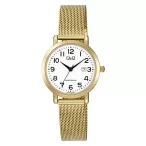   Q&Q női karóra, quartz, arany színű fémtok, arany színű fémcsat (mesh band), fehér számlap A47A-002PY