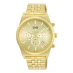   Q&Q férfi karóra, arany színű fémtok, arany színű fémcsat, arany színű számlap, A48A-003PY