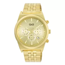   Q&Q férfi karóra, arany színű fémtok, arany színű fémcsat, arany színű számlap, A48A-003PY