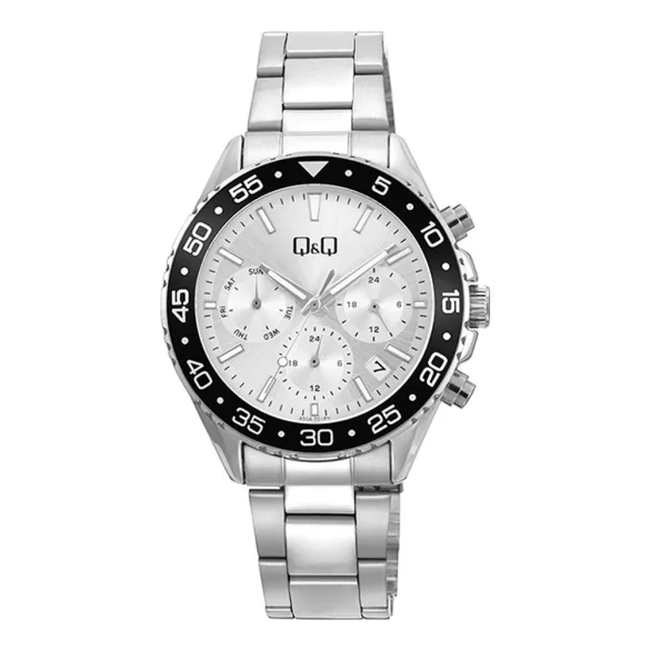 Q&Q női karóra, ezüst színű fémtok, ezüst színű fémcsat, ezüst színű számlap, A50A-001PY