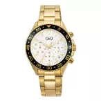  Q&Q női karóra, arany színű fémtok, arany színű fémcsat, fehér színű számlap, A50A-002PY