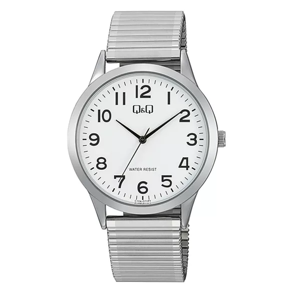 Q&Q férfi karóra, quartz, ezüst színű fémtok, ezüst színű rugóscsat, fehér számlap C10A-071PY
