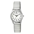   Q&Q női karóra, ezüst színű fémtok, ezüst színű fémcsat, fehér számlap, C11A-033PY