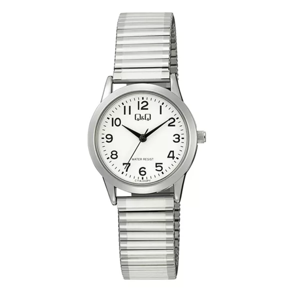 Q&Q női karóra, ezüst színű fémtok, ezüst színű fémcsat, fehér számlap, C11A-033PY