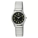   Q&Q női karóra, quartz, ezüst színű fémtok, ezüst színű rugóscsat, fekete számlap C11A-034PY