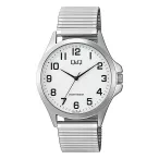   Q&Q férfi karóra, quartz, ezüst színű fémtok, ezüst színű rugóscsat, fehér számlap C36A-024PY