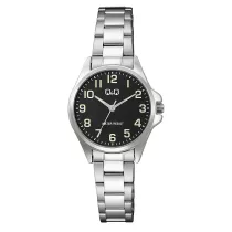   Q&Q női karóra, quartz, ezüst színű fémtok, ezüst színű fémcsat, fekete számlap C37A-006PY