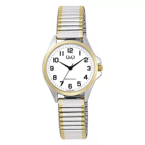   Q&Q női karóra, quartz, bicolor színű fémtok, bicolor színű rugóscsat, fehér számlap C37A-025PY