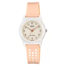   Q&Q női karóra, quartz, fehér színű műanyag tok, rózsaszín műanyag szíj, fehér számlap G23A-022VY