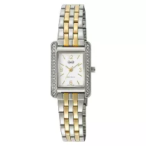   Q&Q női karóra, quartz, ezüst színű fémtok, bicolor színű fémcsat, fehér számlap Q24C-003PY