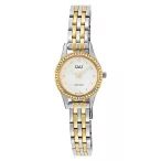   Q&Q női karóra, quartz, bicolor színű fémtok, bicolor színű fémcsat, fehér számlap, Q30C-002PY