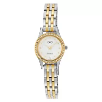   Q&Q női karóra, quartz, bicolor színű fémtok, bicolor színű fémcsat, fehér számlap, Q30C-002PY