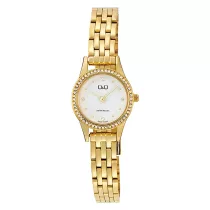   Q&Q női karóra, quartz, arany színű fémtok, arany színű fémcsat, fehér számlap Q30C-003PY