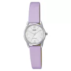   Q&Q női karóra, quartz, ezüst színű fémtok, lila színű bőrszíj, gyöngyház színű számlap Q31C-007PY