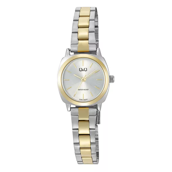 Q&Q női karóra, bicolor színű fémtok, bicolor színű fémcsat, ezüst színű számlap, Q36C-002PY