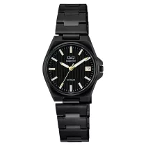   Q&Q női karóra, quartz, fekete színű nemesacél tok, fekete számlap, fekete nemesacél csat, (Superior) S22A-008PY