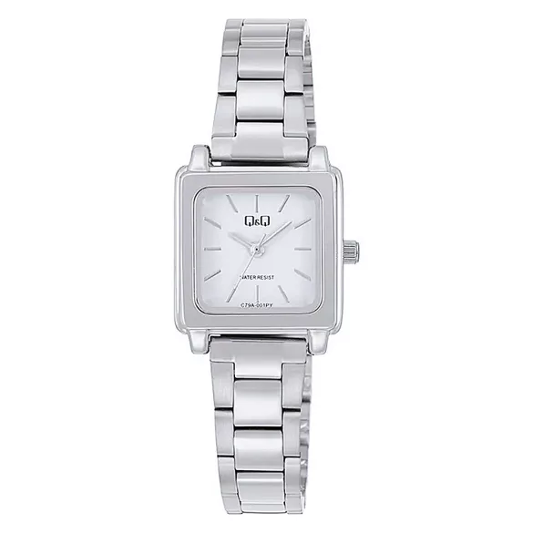 Q&Q női karóra, quartz, ezüst színű fémtok, ezüst színű fémcsat, ezüst színű számlap, C79A-001PY