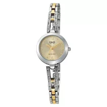   Q&Q női ékszeróra, quartz, ezüst színű fémtok, bicolor színű fémcsat, arany színű számlap, F07A-003PY