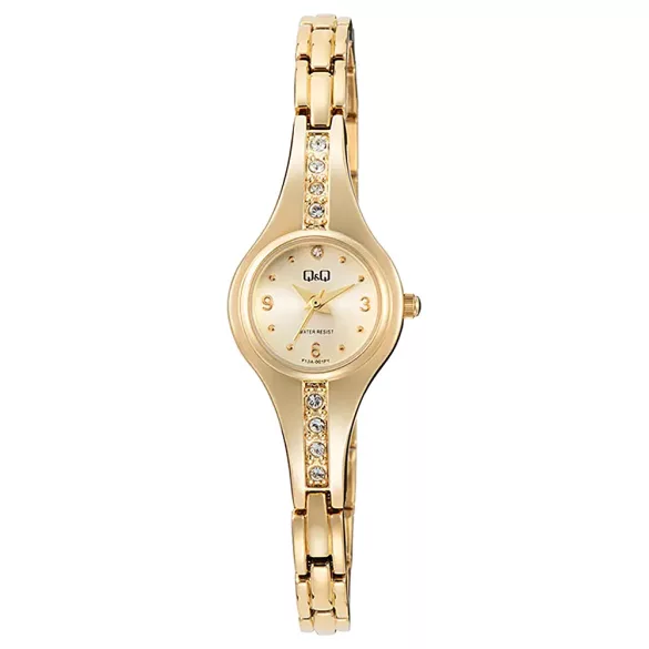 Q&Q női ékszeróra, quartz, arany színű fémtok, arany színű fémcsat, arany színű számlap, F13A-001PY