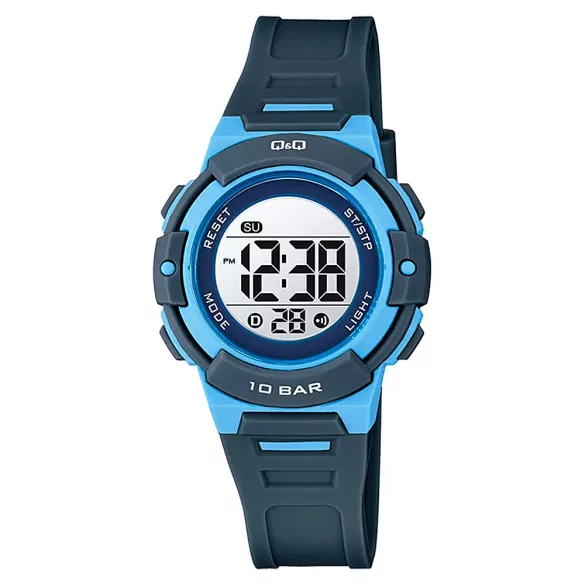 Q&Q női karóra, quartz, digitális kijelzés, kék műanyag tok, kék műanyag szíj, G32A-002VY