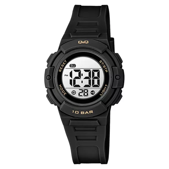 Q&Q női karóra, quartz, digitális kijelzés, fekete színű műanyag tok, fekete színű műanyag szíj, G32A-004VY