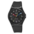   Q&Q férfi karóra, quartz, fekete színű műanyag tok, fekete színű műanyag szíj, fekete számlap, V04A-006VY