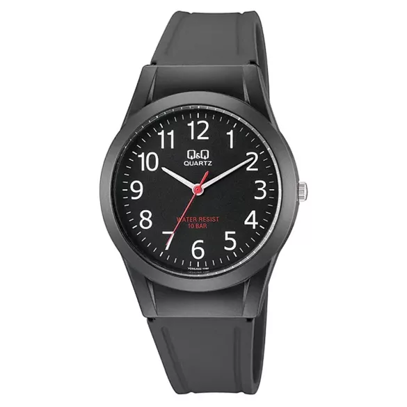 Q&Q férfi karóra, quartz, fekete színű műanyag tok, fekete színű műanyag szíj, fekete színű számlap VQ50J024Y