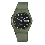   Q&Q karóra, quartz, zöld színű műanyag tok, zöld színű műanyag szíj, fekete színű számlap, 100 m (10 ATM) A212J008Y