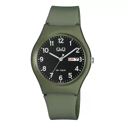   Q&Q karóra, quartz, zöld színű műanyag tok, zöld színű műanyag szíj, fekete színű számlap, 100 m (10 ATM) A212J008Y