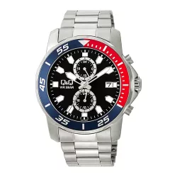   Q&Q férfi karóra, quartz, ezüst színű fémtok, ezüst színű fémcsat, fekete színű számlap A42A-002PY