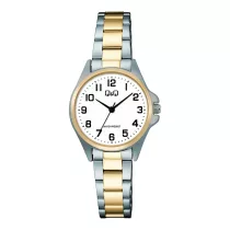   Q&Q női karóra, quartz, bicolor színű fémtok, bicolor színű fémcsat, fehér színű számlap C37A-017PY