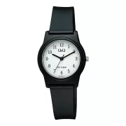   Q&Q női karóra, quartz, fekete színű műanyag tok, fekete színű műanyag szíj, fehér színű számlap G23A-001VY