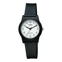   Q&Q női karóra, quartz, fekete színű műanyag tok, fekete színű műanyag szíj, fehér színű számlap G23A-001VY