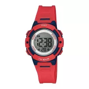   Q&Q női karóra, quartz, digitális, fekete/piros színű műanyag tok, piros színű műanyag szíj. LCD kijelzés M185J002Y