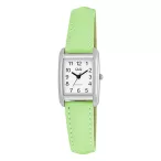   Q&Q női karóra, quartz, ezüst színű fémtok, fehér színű számlap, zöld színű bőrszíj Q44C-004PY