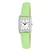   Q&Q női karóra, quartz, ezüst színű fémtok, fehér színű számlap, zöld színű bőrszíj Q44C-004PY
